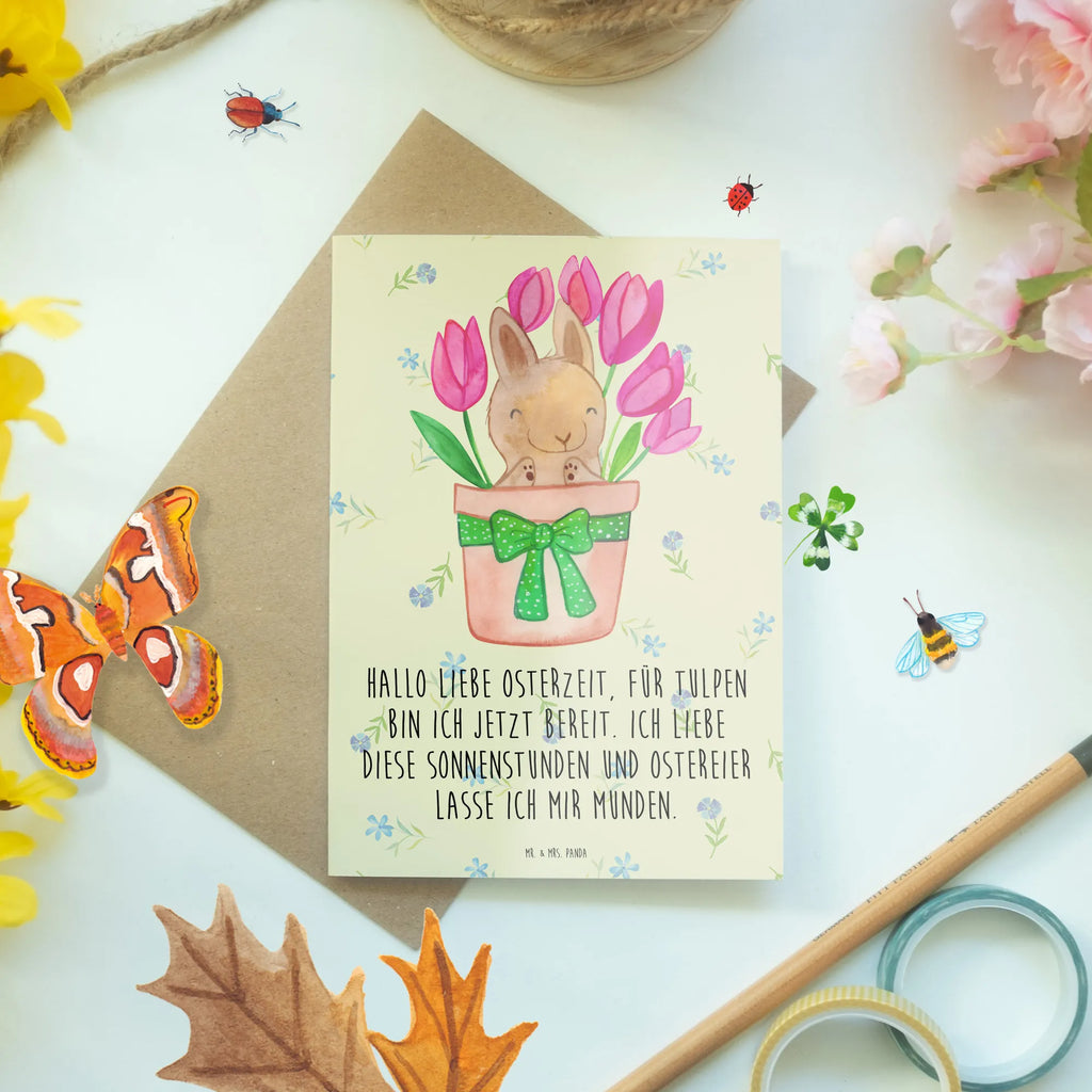 Grußkarte Hase Tulpen Grußkarte, Klappkarte, Einladungskarte, Glückwunschkarte, Hochzeitskarte, Geburtstagskarte, Karte, Ansichtskarten, Ostern, Osterhase, Ostergeschenke, Osternest, Osterdeko, Geschenke zu Ostern, Ostern Geschenk, Ostergeschenke Kinder, Ostern Kinder, Hase, Ostergeschenk, Tulpen, Blumenstrauß, Alternative zu Blumen