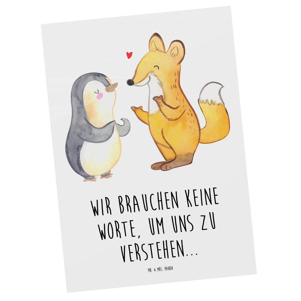 Postkarte Fuchs & Pinguin gehörlos Postkarte, Karte, Geschenkkarte, Grußkarte, Einladung, Ansichtskarte, Geburtstagskarte, Einladungskarte, Dankeskarte, Ansichtskarten, Einladung Geburtstag, Einladungskarten Geburtstag, Gebärdensprache, gehörlos, Fuchs, Pinguin