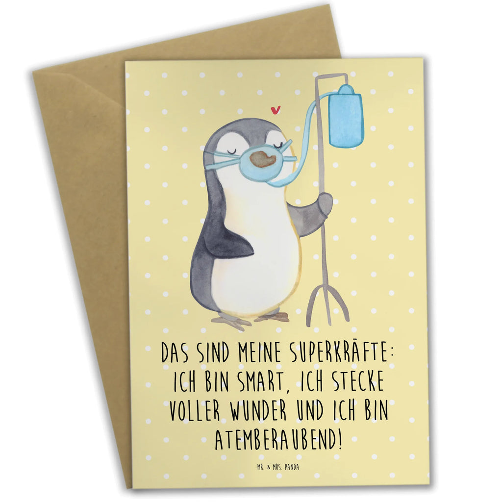 Grußkarte Pinguin  Sauerstoff Grußkarte, Klappkarte, Einladungskarte, Glückwunschkarte, Hochzeitskarte, Geburtstagskarte, Karte, Ansichtskarten, Pinguin, Sauerstoffgerät, Sauerstofftherapie