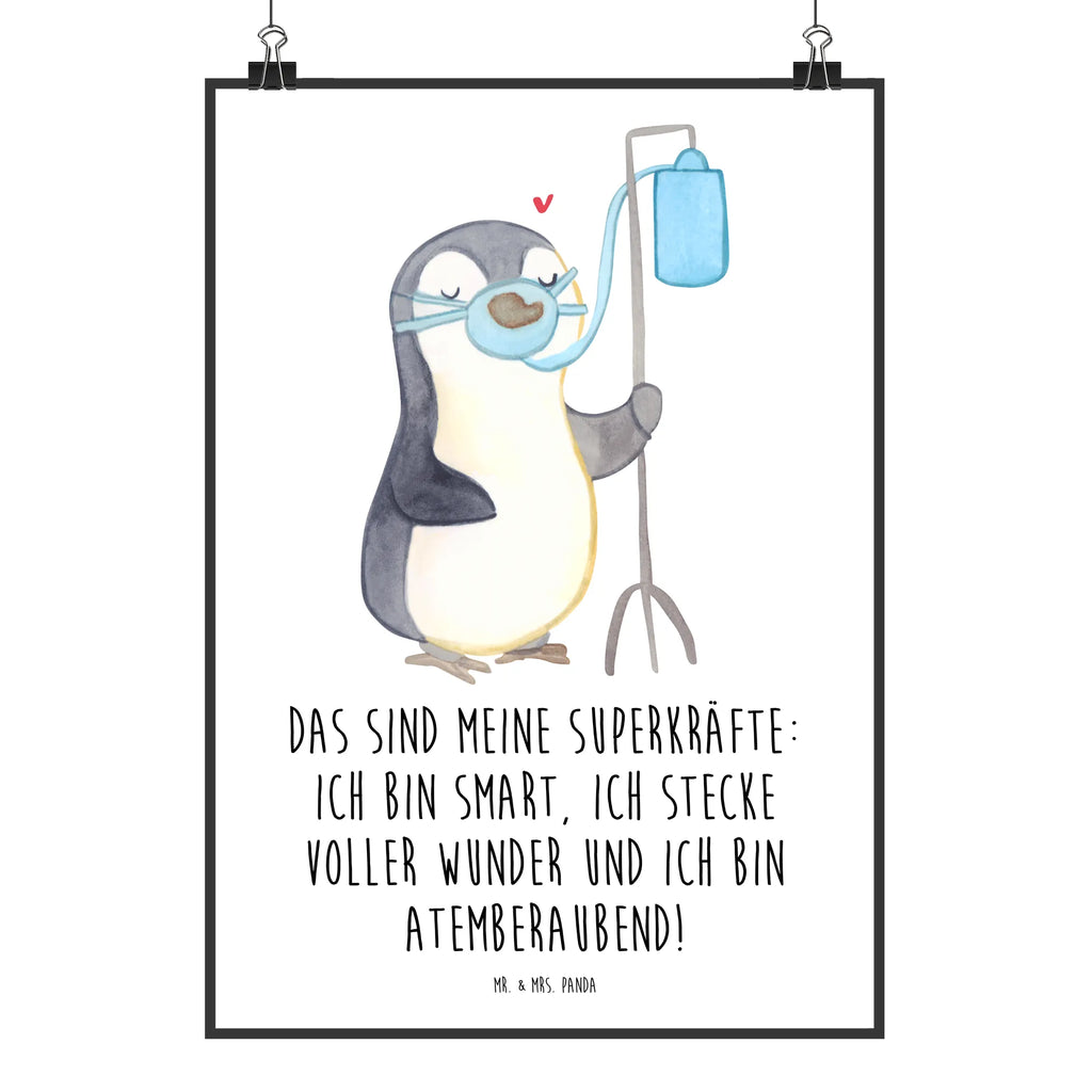 Poster Pinguin  Sauerstoff Poster, Wandposter, Bild, Wanddeko, Küchenposter, Kinderposter, Wanddeko Bild, Raumdekoration, Wanddekoration, Handgemaltes Poster, Mr. & Mrs. Panda Poster, Designposter, Kunstdruck, Posterdruck, Pinguin, Sauerstoffgerät, Sauerstofftherapie