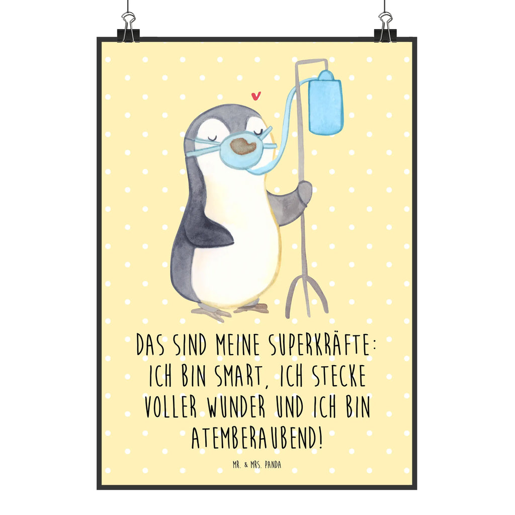 Poster Pinguin  Sauerstoff Poster, Wandposter, Bild, Wanddeko, Küchenposter, Kinderposter, Wanddeko Bild, Raumdekoration, Wanddekoration, Handgemaltes Poster, Mr. & Mrs. Panda Poster, Designposter, Kunstdruck, Posterdruck, Pinguin, Sauerstoffgerät, Sauerstofftherapie