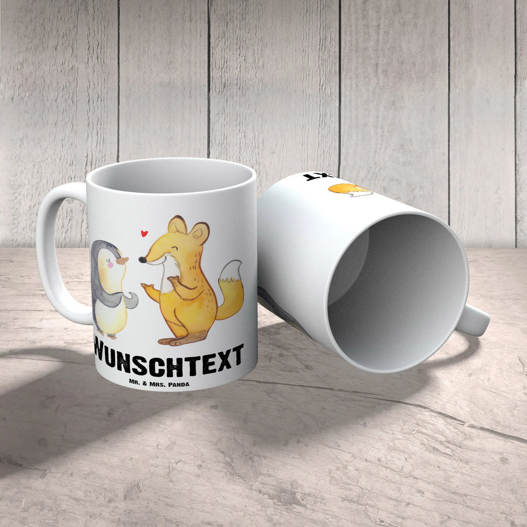 Personalisierte Tasse Fuchs & Pinguin gehörlos Personalisierte Tasse, Namenstasse, Wunschname, Personalisiert, Tasse, Namen, Drucken, Tasse mit Namen, Gebärdensprache, gehörlos, Fuchs, Pinguin