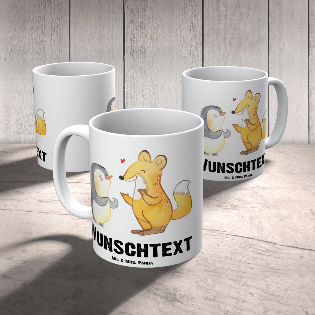 Personalisierte Tasse Fuchs & Pinguin gehörlos Personalisierte Tasse, Namenstasse, Wunschname, Personalisiert, Tasse, Namen, Drucken, Tasse mit Namen, Gebärdensprache, gehörlos, Fuchs, Pinguin