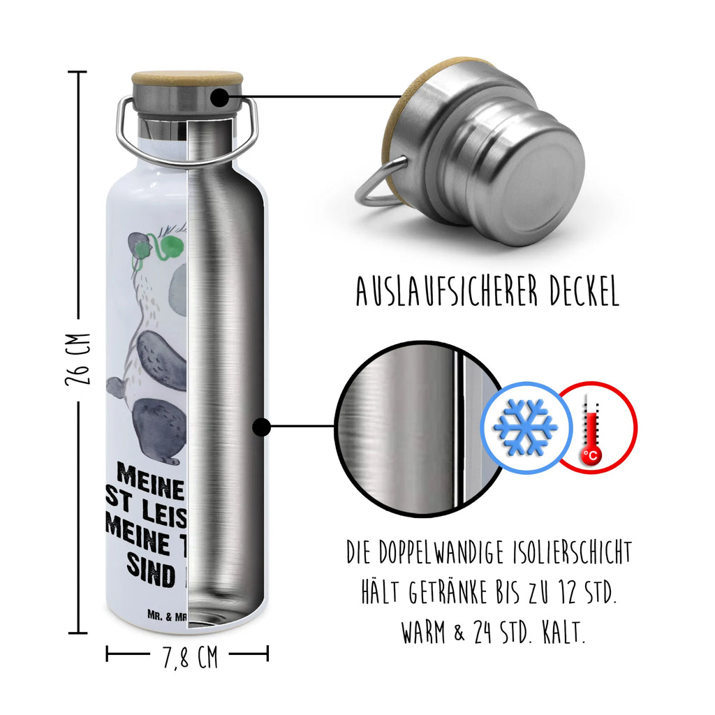 Trinkflasche Panda Gehörlos Thermosflasche, Isolierflasche, Edelstahl, Trinkflasche, isoliert, Wamrhaltefunktion, Sportflasche, Flasche zum Sport, Sportlerflasche, Panda, gehörlos, Cochlea Implantat, ertaubt