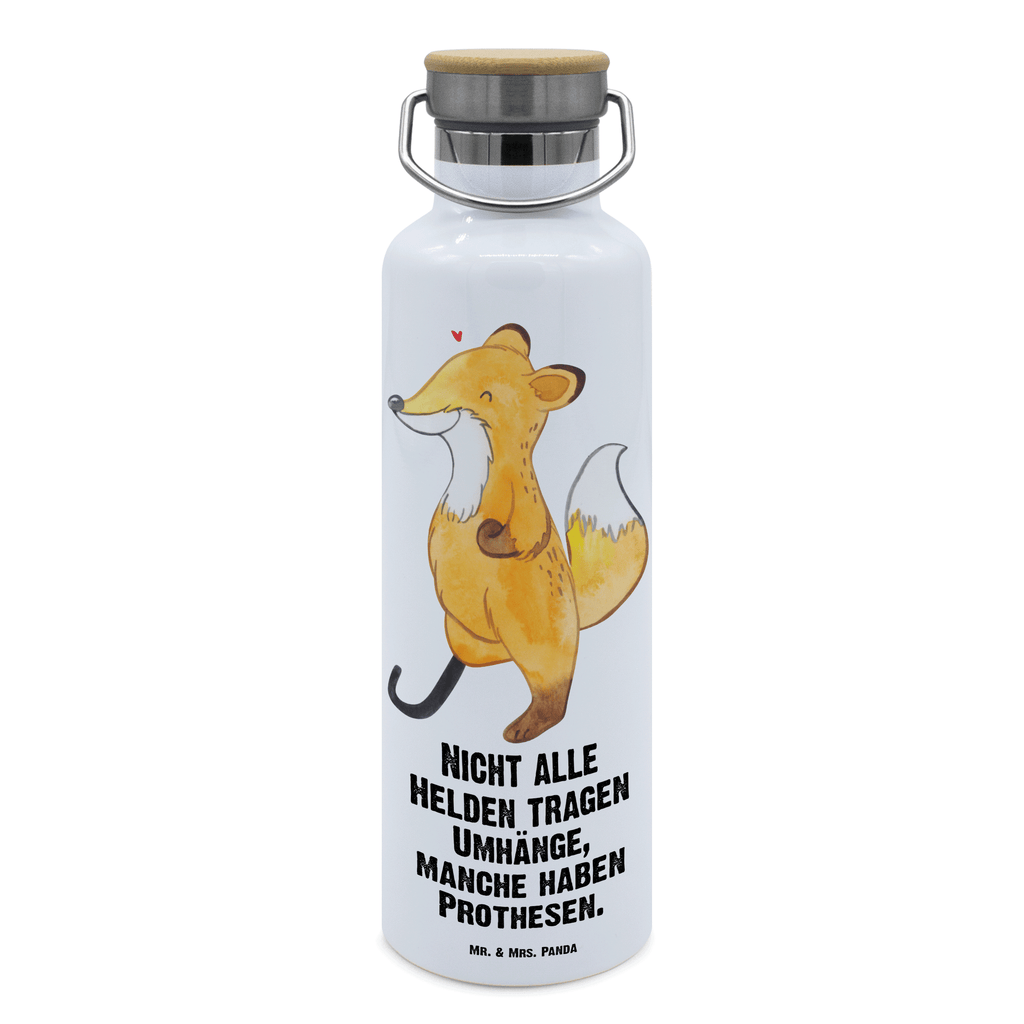 Trinkflasche Fuchs Beinprothese Thermosflasche, Isolierflasche, Edelstahl, Trinkflasche, isoliert, Wamrhaltefunktion, Sportflasche, Flasche zum Sport, Sportlerflasche, Fuchs, Amputation, Beimamputation, Beinprothese