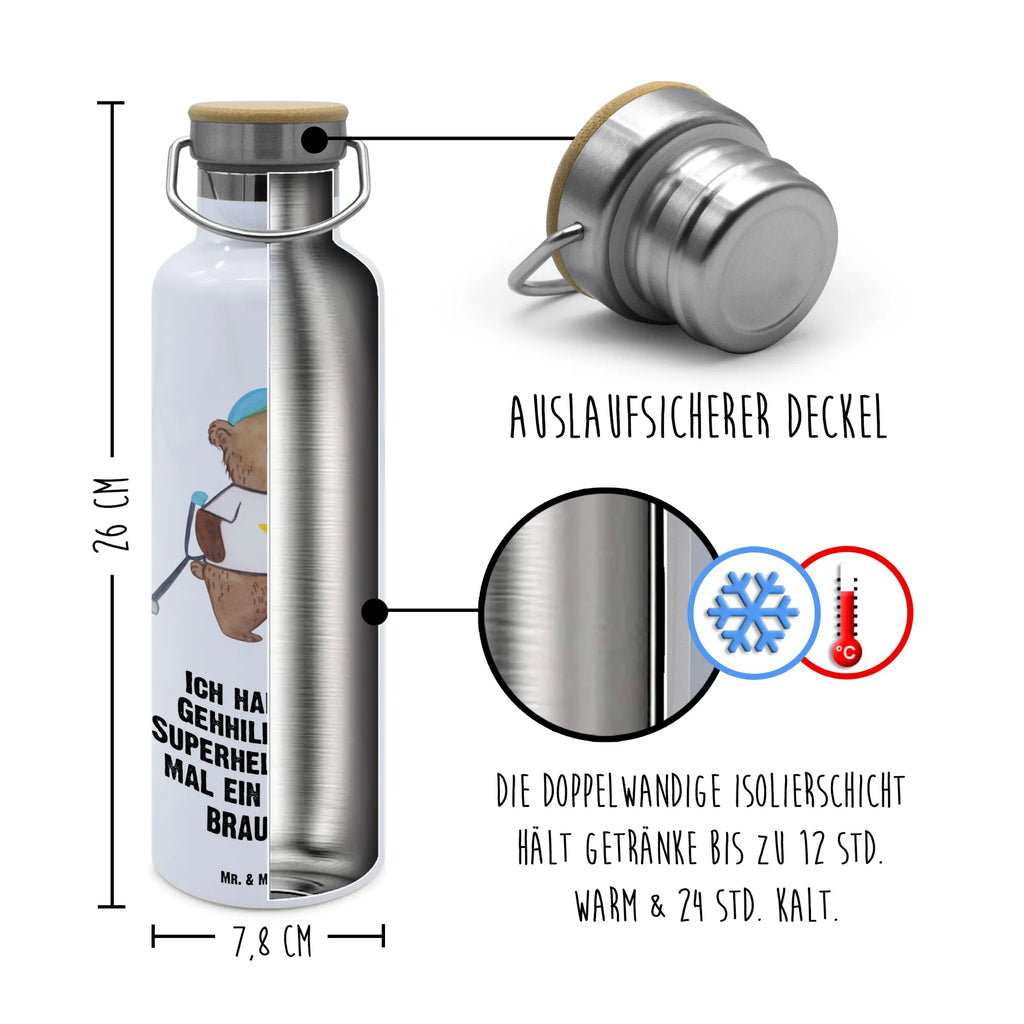 Trinkflasche Bär Gehhilfen Thermosflasche, Isolierflasche, Edelstahl, Trinkflasche, isoliert, Wamrhaltefunktion, Sportflasche, Flasche zum Sport, Sportlerflasche, Bär, Gehhilfe, Krücken