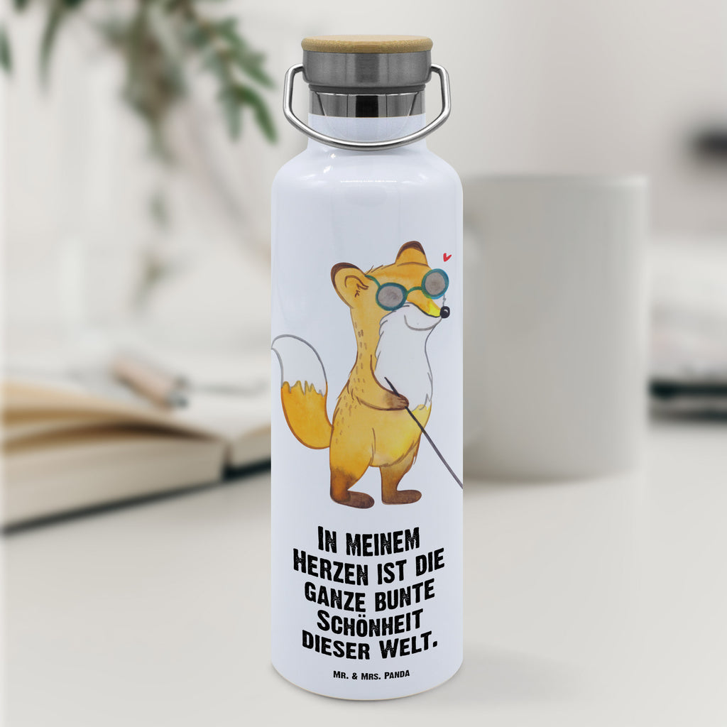 Trinkflasche Fuchs Blindheit Thermosflasche, Isolierflasche, Edelstahl, Trinkflasche, isoliert, Wamrhaltefunktion, Sportflasche, Flasche zum Sport, Sportlerflasche, Fuchs, Blindheit, Erblindung