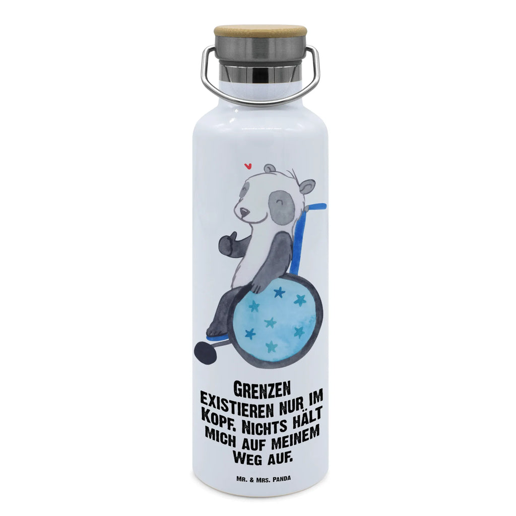 Trinkflasche Panda Rollstuhl Thermosflasche, Isolierflasche, Edelstahl, Trinkflasche, isoliert, Wamrhaltefunktion, Sportflasche, Flasche zum Sport, Sportlerflasche, Panda, Rollstuhl