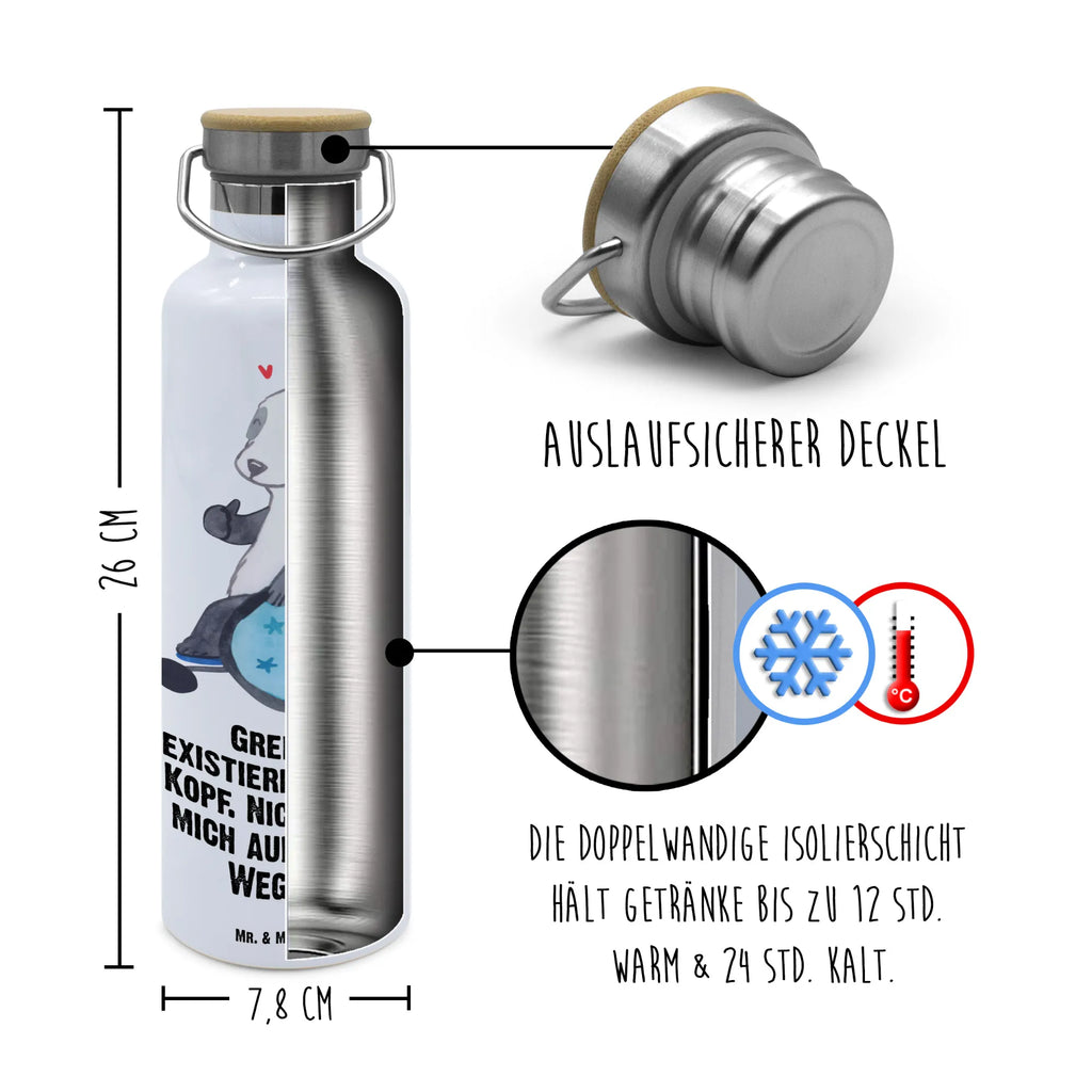 Trinkflasche Panda Rollstuhl Thermosflasche, Isolierflasche, Edelstahl, Trinkflasche, isoliert, Wamrhaltefunktion, Sportflasche, Flasche zum Sport, Sportlerflasche, Panda, Rollstuhl