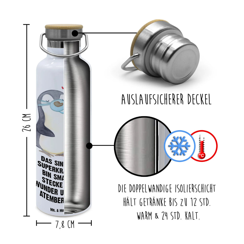 Trinkflasche Pinguin  Sauerstoff Thermosflasche, Isolierflasche, Edelstahl, Trinkflasche, isoliert, Wamrhaltefunktion, Sportflasche, Flasche zum Sport, Sportlerflasche, Pinguin, Sauerstoffgerät, Sauerstofftherapie