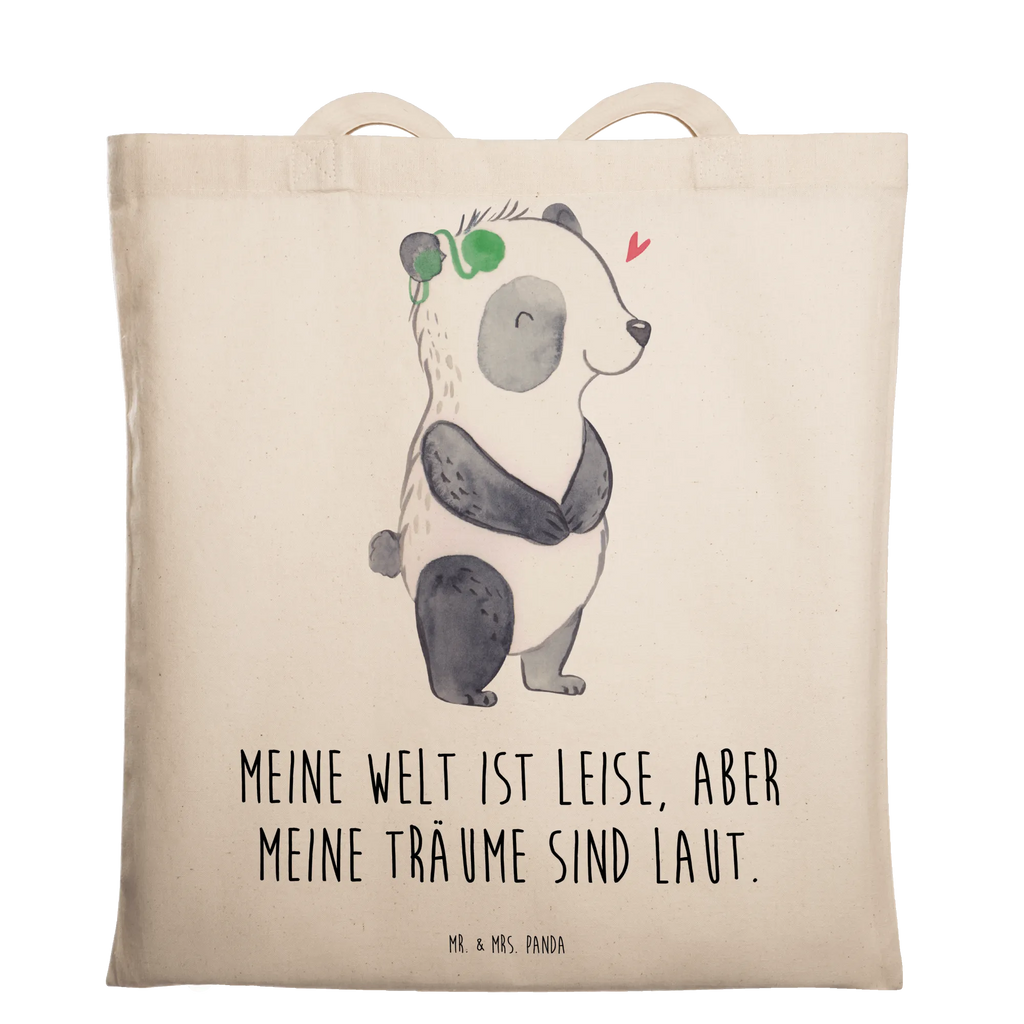 Tragetasche Panda Gehörlos Beuteltasche, Beutel, Einkaufstasche, Jutebeutel, Stoffbeutel, Tasche, Shopper, Umhängetasche, Strandtasche, Schultertasche, Stofftasche, Tragetasche, Badetasche, Jutetasche, Einkaufstüte, Laptoptasche, Panda, gehörlos, Cochlea Implantat, ertaubt