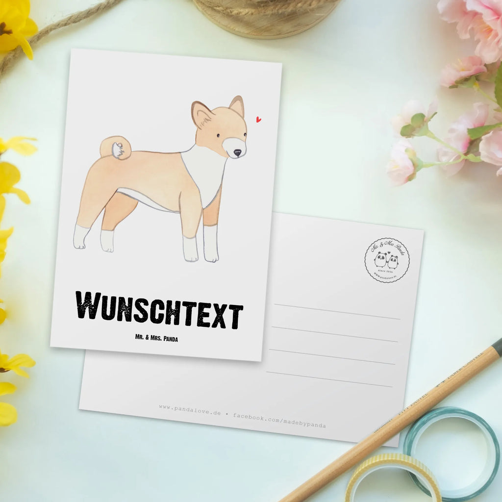 Personalisierte Postkarte Basenji Moment Postkarte mit Namen, Postkarte bedrucken, Postkarte mit Wunschtext, Postkarte personalisierbar, Geschenkkarte mit Namen, Grußkarte mit Namen, Karte mit Namen, Einladung mit Namen, Ansichtskarte mit Namen, Geschenkkarte mit Wunschtext, Grußkarte mit Wunschtext, Karte mit Wunschtext, Einladung mit Wunschtext, Ansichtskarte mit Wunschtext, Hund, Hunderasse, Rassehund, Hundebesitzer, Geschenk, Tierfreund, Schenken, Welpe, Kongo-Terrier, Basenji