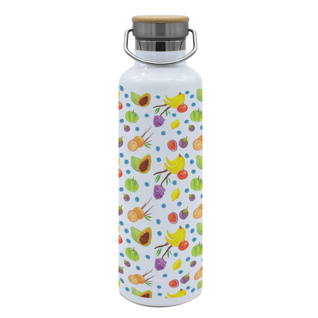 Trinkflasche Obst Korb Muster Thermosflasche, Isolierflasche, Edelstahl, Trinkflasche, isoliert, Wamrhaltefunktion, Sportflasche, Flasche zum Sport, Sportlerflasche, Obst Muster, Obstkorb, Früchte, Frucht Muster