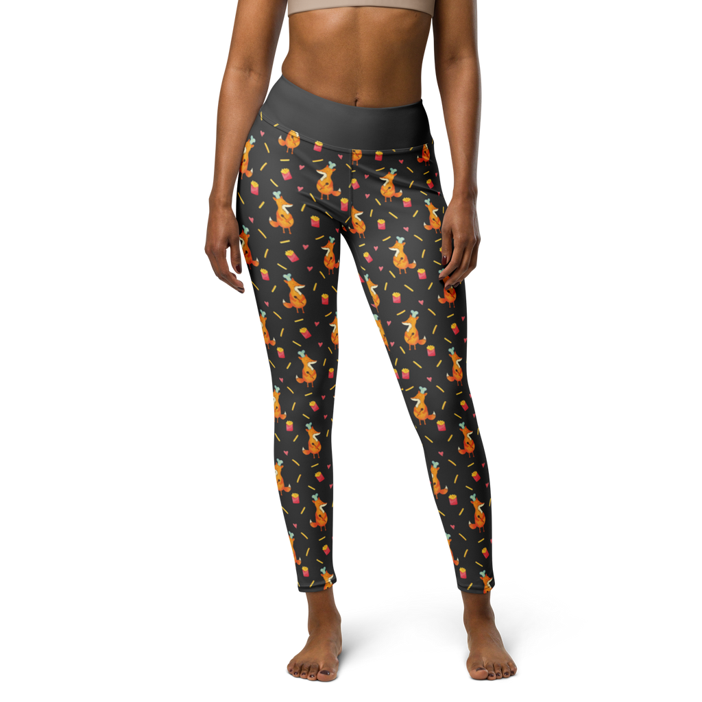 Yogahose Fuchs Pommes Muster Yogapants, Yogaleggings, Yogaleggins, Yogahose Damen, Yogahose, Frauen, Yogahose Mädchen, Yogahose Kinder, Yogahose Herren, Yogahose Männer, Fuchs Muster, Pommes Muster, Pommes, Fuchs, Pomes Frites