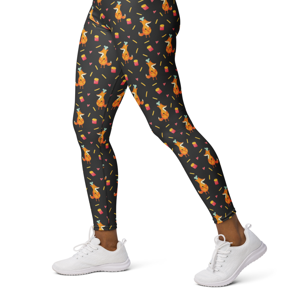 Yogahose Fuchs Pommes Muster Yogapants, Yogaleggings, Yogaleggins, Yogahose Damen, Yogahose, Frauen, Yogahose Mädchen, Yogahose Kinder, Yogahose Herren, Yogahose Männer, Fuchs Muster, Pommes Muster, Pommes, Fuchs, Pomes Frites