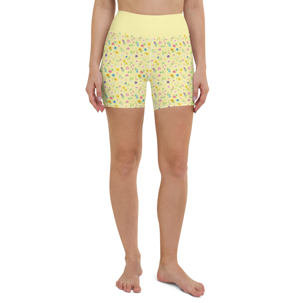 Yoga Shorts Bunte Blumenwiese Muster Yoga Shorts, Yogashorts, Sporthose, Sportshorts, Fitnesshose, Sportshorts Damen, Yoga Shorts Damen, Yogabekleidung, Sportbekleidung, Blumen Muster, Wildblumen Muster, Blumenwiese, Flower Power, Blumenmädchen