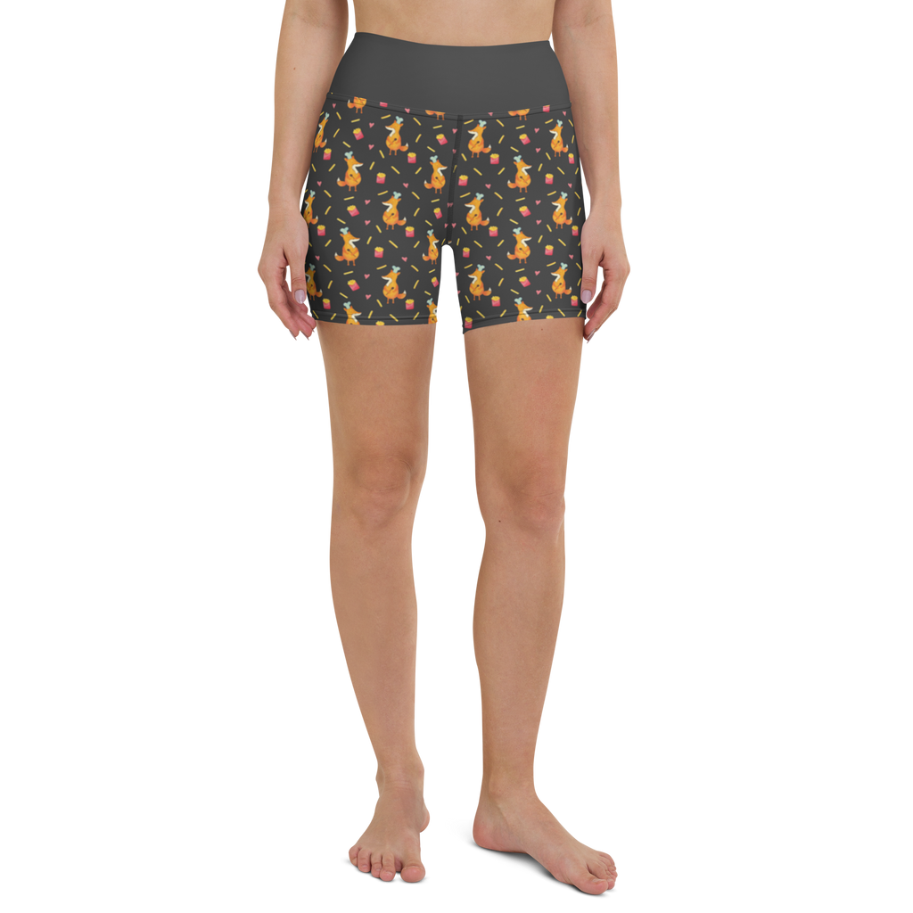 Yoga Shorts Fuchs Pommes Muster Yoga Shorts, Yogashorts, Sporthose, Sportshorts, Fitnesshose, Sportshorts Damen, Yoga Shorts Damen, Yogabekleidung, Sportbekleidung, Fuchs Muster, Pommes Muster, Pommes, Fuchs, Pomes Frites