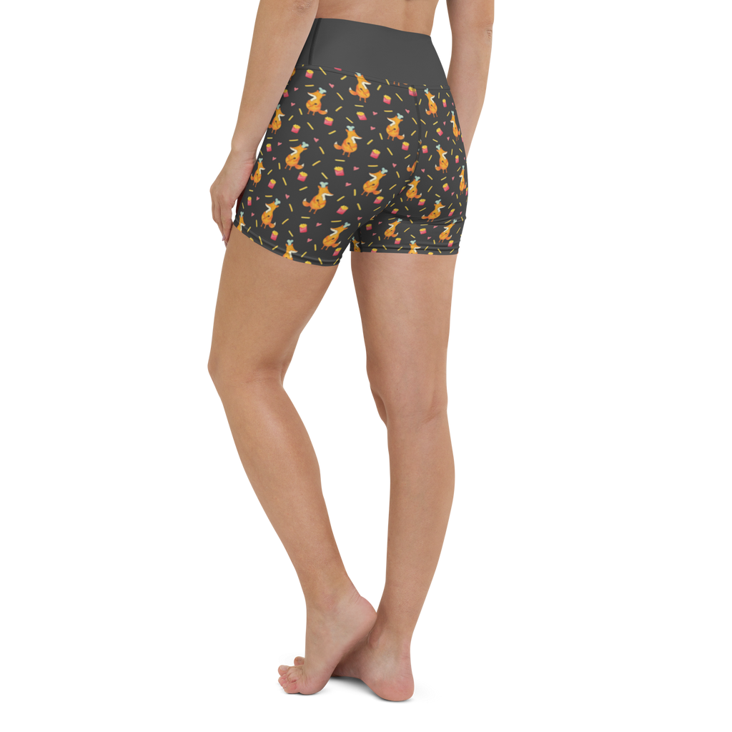 Yoga Shorts Fuchs Pommes Muster Yoga Shorts, Yogashorts, Sporthose, Sportshorts, Fitnesshose, Sportshorts Damen, Yoga Shorts Damen, Yogabekleidung, Sportbekleidung, Fuchs Muster, Pommes Muster, Pommes, Fuchs, Pomes Frites