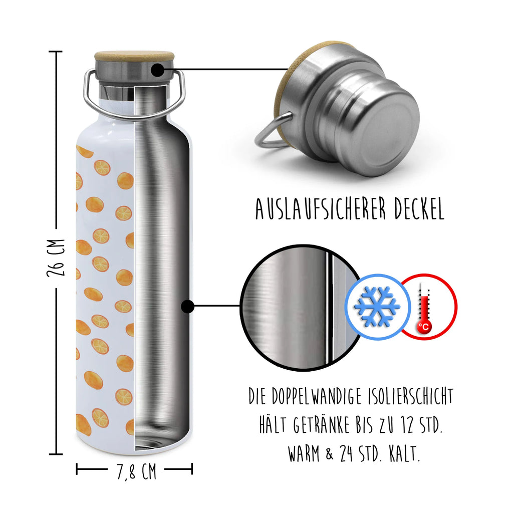 Trinkflasche Zitrus Orange Muster Thermosflasche, Isolierflasche, Edelstahl, Trinkflasche, isoliert, Wamrhaltefunktion, Sportflasche, Flasche zum Sport, Sportlerflasche, Orangen Muster, Obst Muster, Orangen, Orange, Zitrusfrüchte