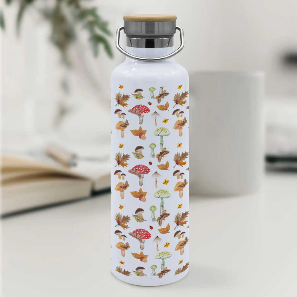 Trinkflasche Herbst Pilze Muster Thermosflasche, Isolierflasche, Edelstahl, Trinkflasche, isoliert, Wamrhaltefunktion, Sportflasche, Flasche zum Sport, Sportlerflasche, Schmetterlings Muster, Pilz Muster, Wald, Herbstwald, Pilze