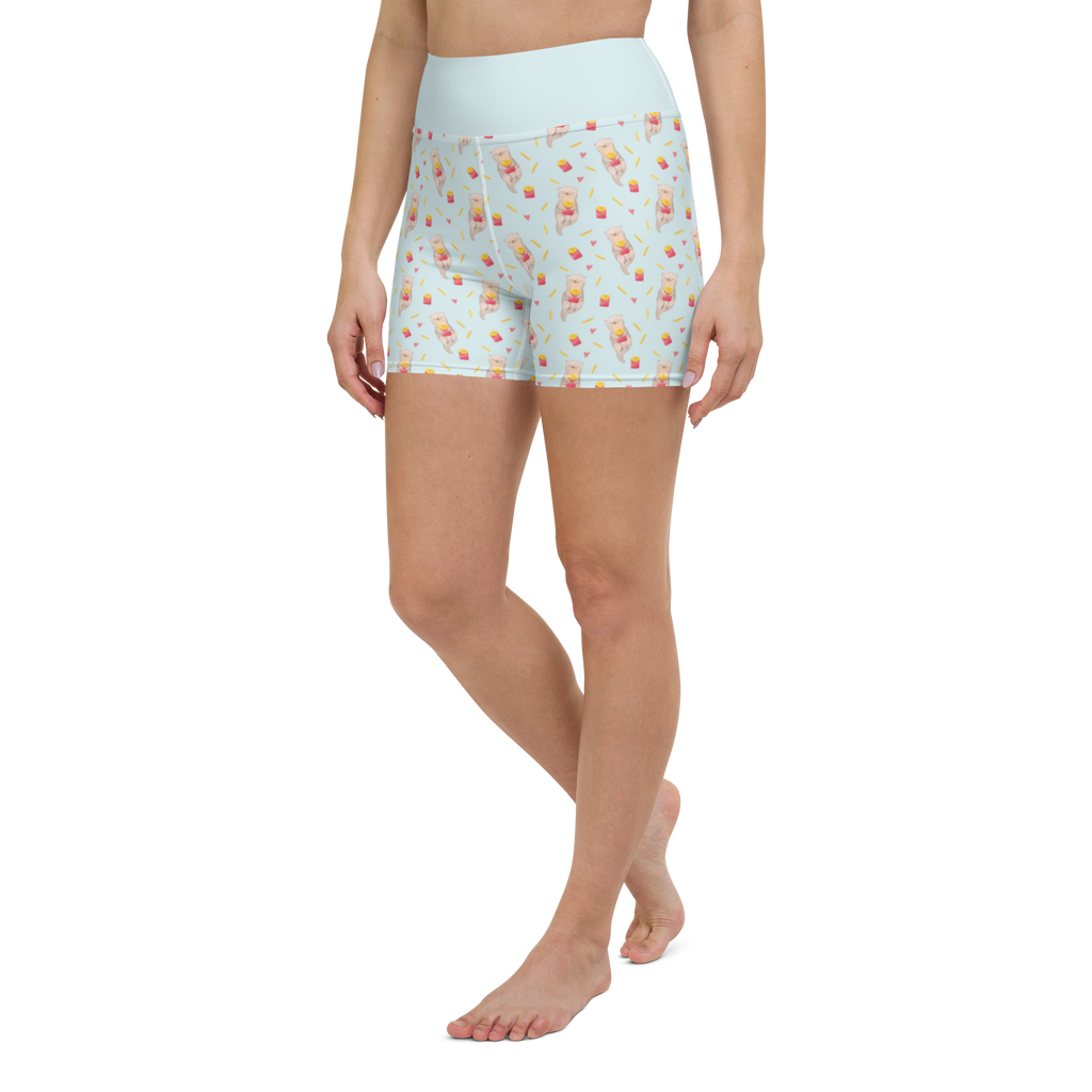 Yoga Shorts Otter Pommes Muster Yoga Shorts, Yogashorts, Sporthose, Sportshorts, Fitnesshose, Sportshorts Damen, Yoga Shorts Damen, Yogabekleidung, Sportbekleidung, Otter Muster, Pommes Muster, Otter, Pommes