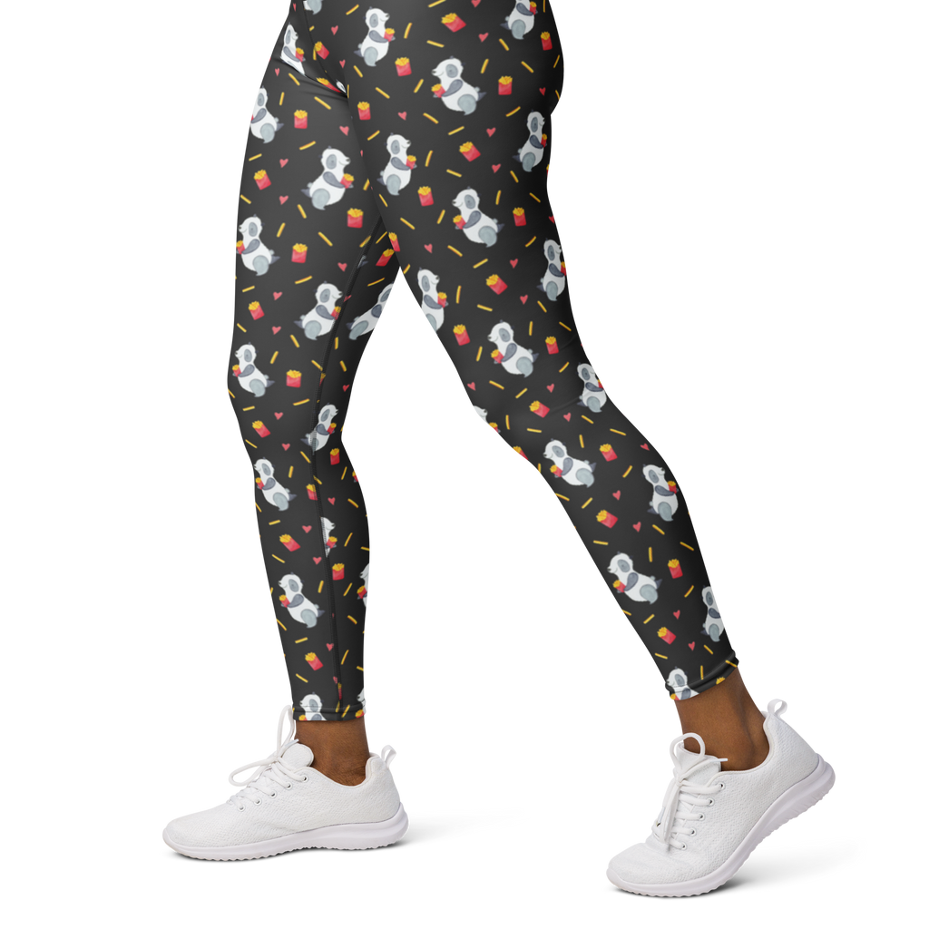 Yogahose Panda Pommes Muster Yogapants, Yogaleggings, Yogaleggins, Yogahose Damen, Yogahose, Frauen, Yogahose Mädchen, Yogahose Kinder, Yogahose Herren, Yogahose Männer, Panda Muster, Pommes Muster, Panda, Pommes