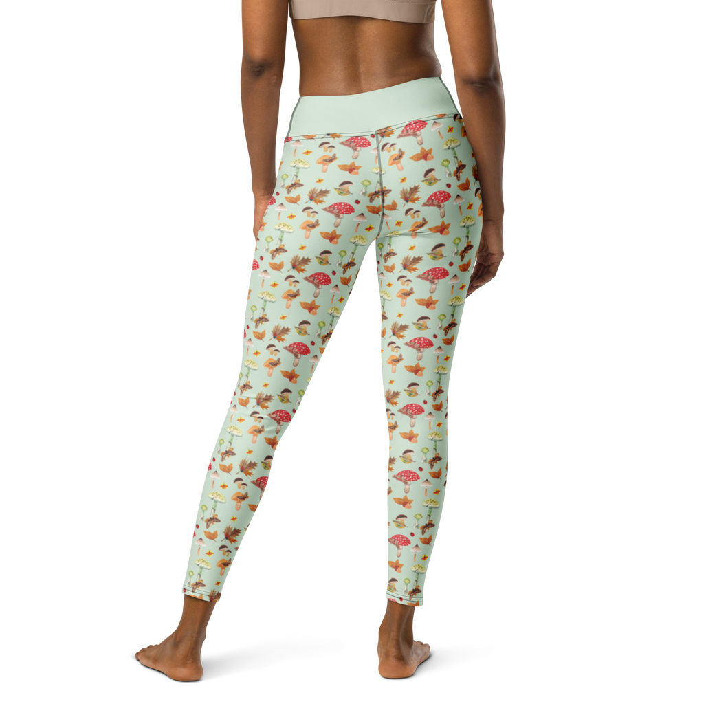 Yogahose Herbst Pilze Muster Yogapants, Yogaleggings, Yogaleggins, Yogahose Damen, Yogahose, Frauen, Yogahose Mädchen, Yogahose Kinder, Yogahose Herren, Yogahose Männer, Schmetterlings Muster, Pilz Muster, Wald, Herbstwald, Pilze