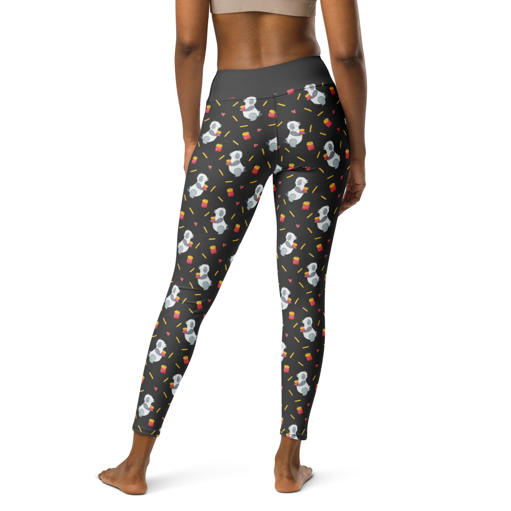 Yogahose Panda Pommes Muster Yogapants, Yogaleggings, Yogaleggins, Yogahose Damen, Yogahose, Frauen, Yogahose Mädchen, Yogahose Kinder, Yogahose Herren, Yogahose Männer, Panda Muster, Pommes Muster, Panda, Pommes