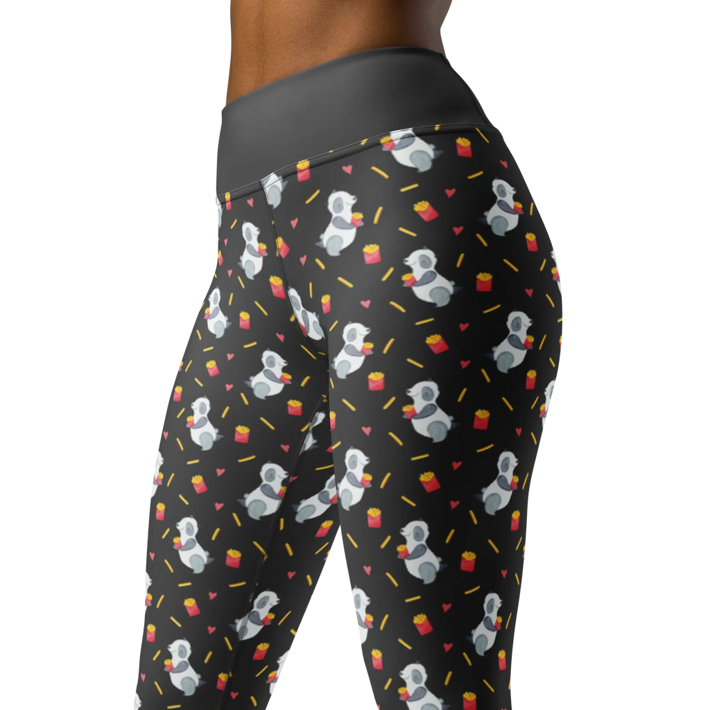 Yogahose Panda Pommes Muster Yogapants, Yogaleggings, Yogaleggins, Yogahose Damen, Yogahose, Frauen, Yogahose Mädchen, Yogahose Kinder, Yogahose Herren, Yogahose Männer, Panda Muster, Pommes Muster, Panda, Pommes