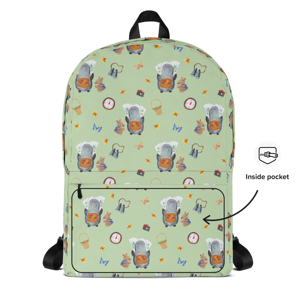 Rucksack Pinguin & Maus Wanderer Muster Rucksack, Laptoprucksack, Notebookrucksack, Schulrucksack für Laptop, Arbeitsrucksack für Laptop, Reiserucksack für Laptop, Rucksack für Alltag, Rucksack für Schule, Rucksack für Uni, Rucksack für Notebook, Rucksack für Computer, wetterfester Rucksack, regenfester Rucksack, strapazierfähiger Rucksack, Pinguin, Pinguine, Abenteurer, Abenteuer, Roadtrip, Ausflug, Wanderlust, wandern