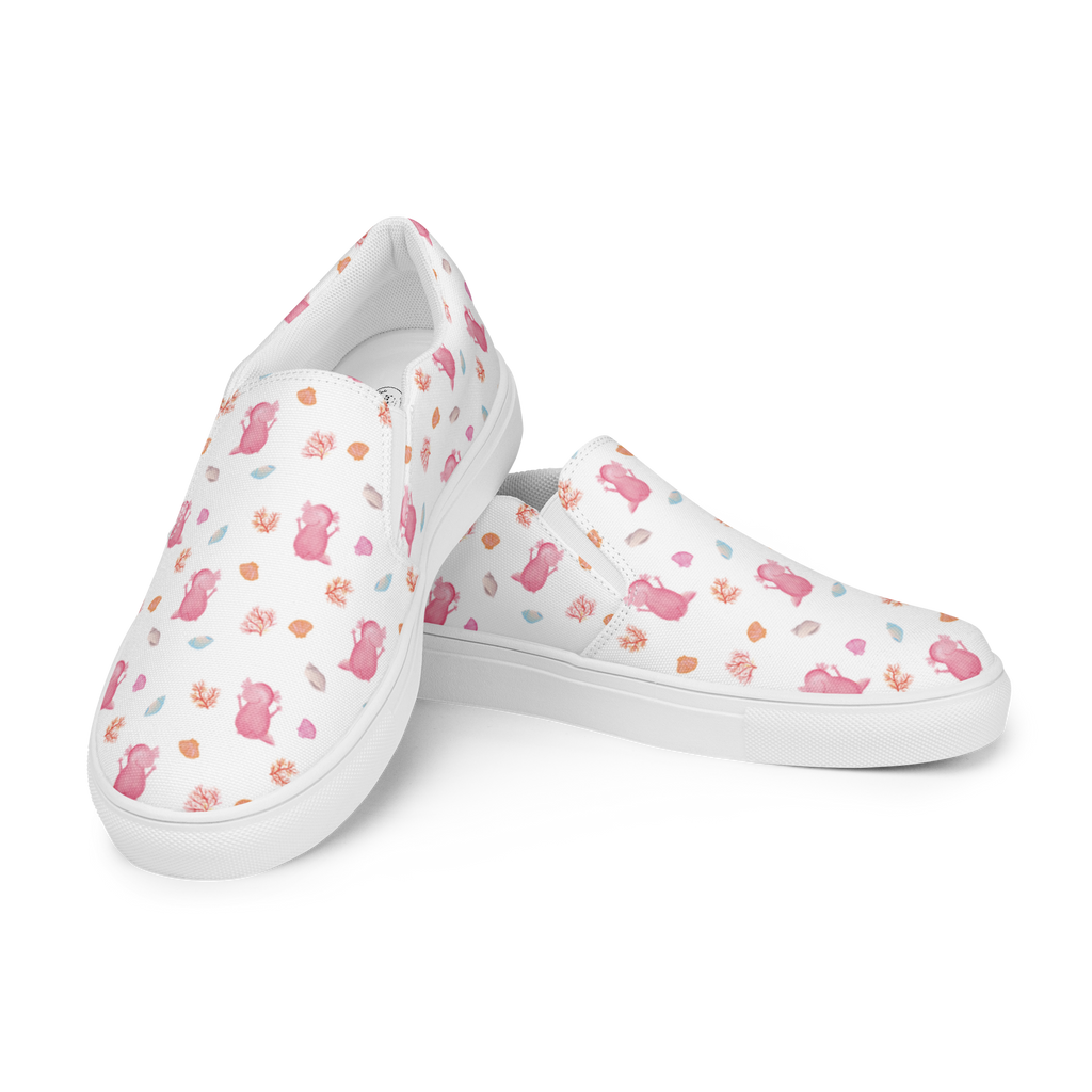 Damen Slipper Axolotl Hurra Muster Mokassins, Slipper Damen, Mokassins Damen, Mokassin Damen, Damen Slipper, Schlupfschuhe Damen, Damen Mokassins, Axolotl, Molch, Axolot, Schwanzlurch, Lurch, Lurche, fröhlich, Spaß, Freude, Motivation, Zufriedenheit