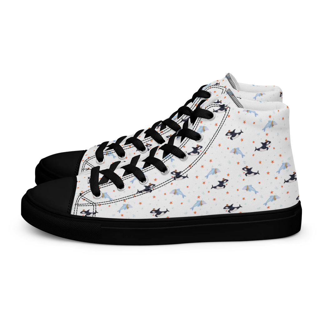 Damen Sneaker Black Edition Orca Zylinder Muster Sneaker Damen, Damen Sneaker, Sportschuhe Damen, Turnschuhe Damen, Damen Sportschuhe, Schuhe Damen Sneaker, Damen Turnschuhe, Meerestiere, Meer, Urlaub, Narwal, Glitter, Konfetti, Glitzer, Geburtstag, Feier, Fete, Fest, Glückwunsch, Orca