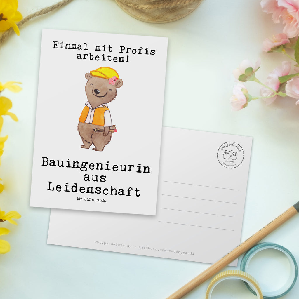 Postkarte Bauingenieurin aus Leidenschaft Postkarte, Karte, Geschenkkarte, Grußkarte, Einladung, Ansichtskarte, Geburtstagskarte, Einladungskarte, Dankeskarte, Ansichtskarten, Einladung Geburtstag, Einladungskarten Geburtstag, Beruf, Ausbildung, Jubiläum, Abschied, Rente, Kollege, Kollegin, Geschenk, Schenken, Arbeitskollege, Mitarbeiter, Firma, Danke, Dankeschön, Bauingenieurin, Statikerin, Ingeniuerin, Baustelle, Studium