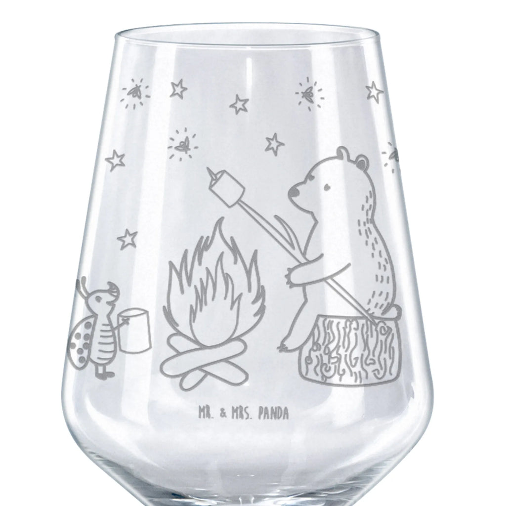 Rotwein Glas Bär & Marienkäfer Lagerfeuer Rotweinglas, Weinglas, Rotwein Glas, Weinglas mit Gravur, Geschenk für Weinliebhaber, Spülmaschinenfeste Weingläser, Hochwertige Weinaccessoires, Bär, Teddy, Teddybär, Lagerfeuer