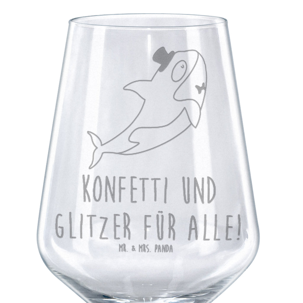 Rotwein Glas Orca Zylinder Rotweinglas, Weinglas, Rotwein Glas, Weinglas mit Gravur, Geschenk für Weinliebhaber, Spülmaschinenfeste Weingläser, Hochwertige Weinaccessoires, Meerestiere, Meer, Urlaub, Narwal, Glitter, Konfetti, Glitzer, Geburtstag, Feier, Fete, Fest, Glückwunsch, Orca