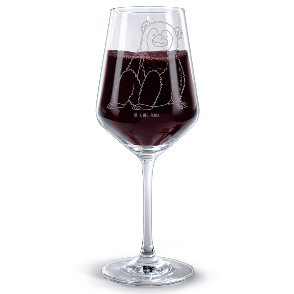 Rotwein Glas Affe Rotweinglas, Weinglas, Rotwein Glas, Weinglas mit Gravur, Geschenk für Weinliebhaber, Spülmaschinenfeste Weingläser, Hochwertige Weinaccessoires, Afrika, Wildtiere, Affe, Äffchen, Affen, Selbstliebe, Respekt, Motivation, Selbstachtung, Liebe, Selbstbewusstsein, Selfcare