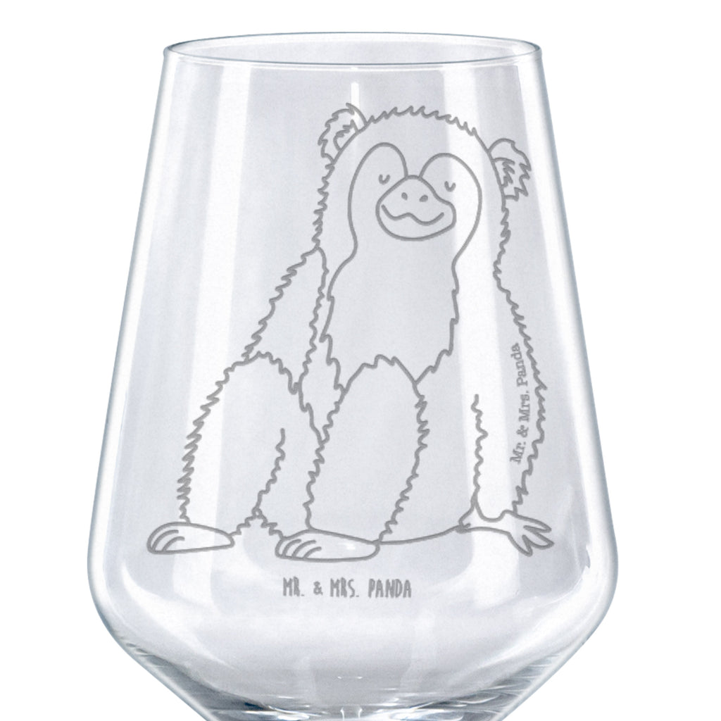 Rotwein Glas Affe Rotweinglas, Weinglas, Rotwein Glas, Weinglas mit Gravur, Geschenk für Weinliebhaber, Spülmaschinenfeste Weingläser, Hochwertige Weinaccessoires, Afrika, Wildtiere, Affe, Äffchen, Affen, Selbstliebe, Respekt, Motivation, Selbstachtung, Liebe, Selbstbewusstsein, Selfcare