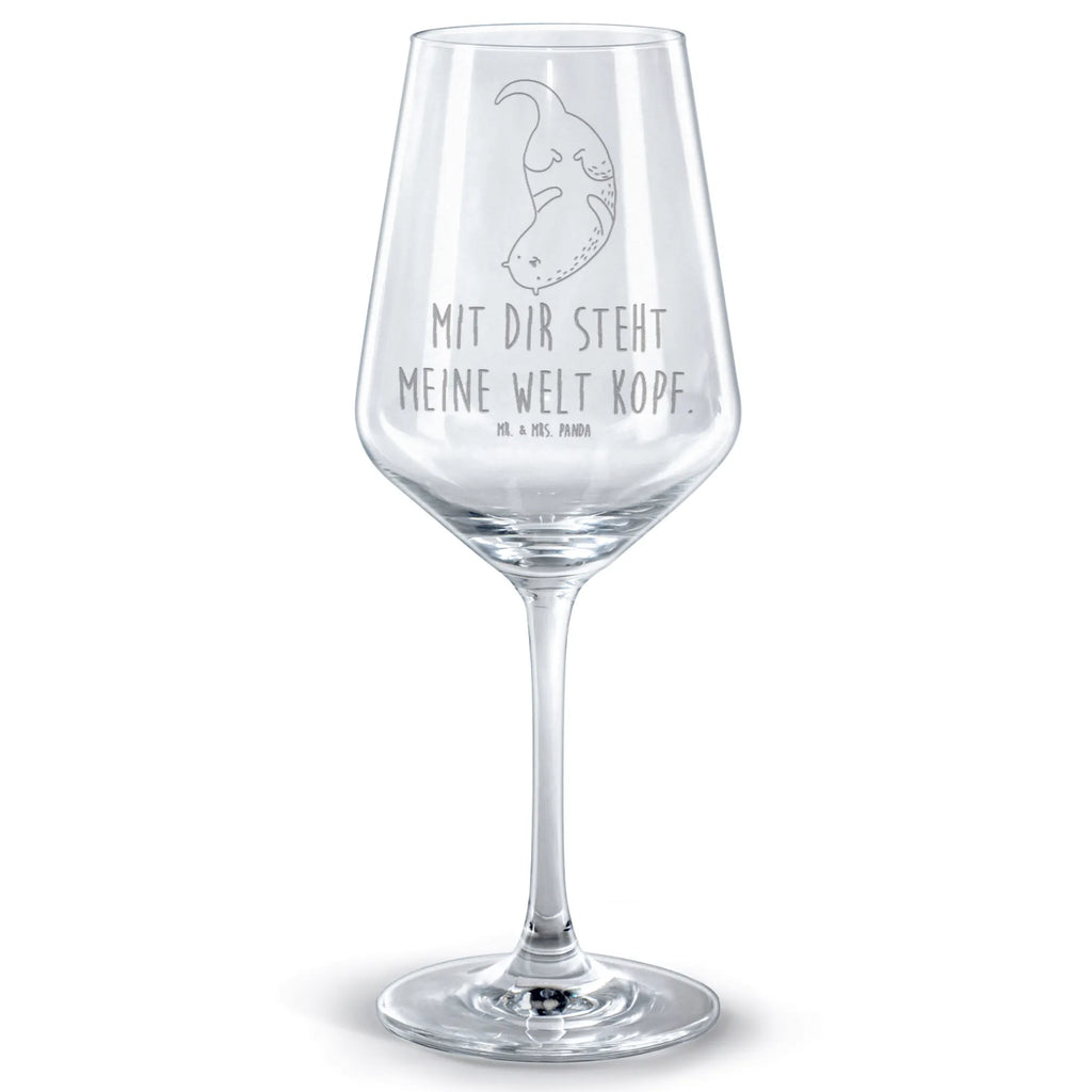 Rotwein Glas Otter kopfüber Rotweinglas, Weinglas, Rotwein Glas, Weinglas mit Gravur, Geschenk für Weinliebhaber, Spülmaschinenfeste Weingläser, Hochwertige Weinaccessoires, Otter, Fischotter, Seeotter, Otter Seeotter See Otter