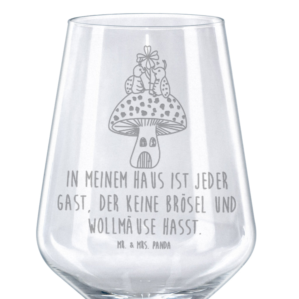 Rotwein Glas Marienkäfer Paar Fliegenpilz Rotweinglas, Weinglas, Rotwein Glas, Weinglas mit Gravur, Geschenk für Weinliebhaber, Spülmaschinenfeste Weingläser, Hochwertige Weinaccessoires, Tiermotive, Gute Laune, lustige Sprüche, Tiere, Haus, Wohnung, zuhause, Fliegenpilz, Marienkäfer, Fleigenpilzhaus