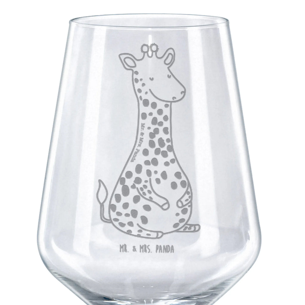 Rotwein Glas Giraffe Zufrieden Rotweinglas, Weinglas, Rotwein Glas, Weinglas mit Gravur, Geschenk für Weinliebhaber, Spülmaschinenfeste Weingläser, Hochwertige Weinaccessoires, Afrika, Wildtiere, Giraffe, Zufrieden, Glück, Abenteuer