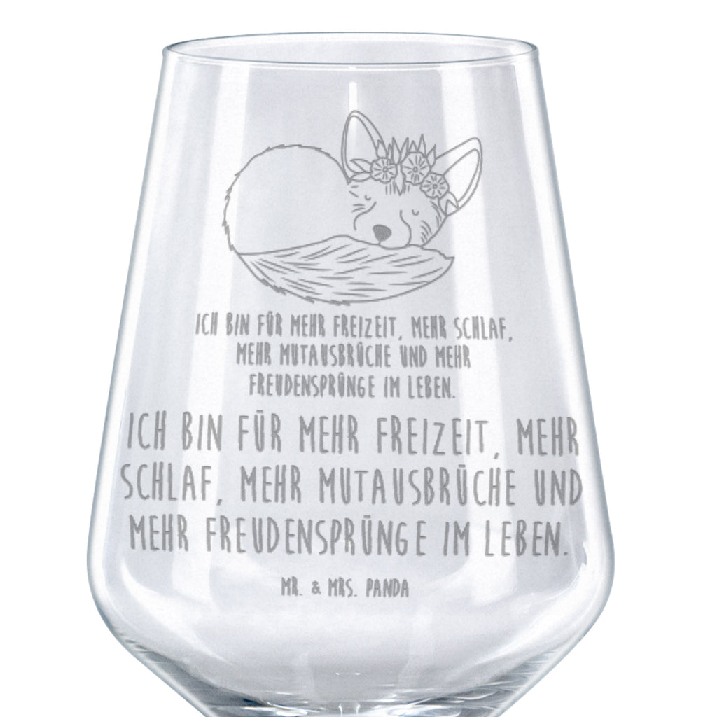 Rotwein Glas Wüstenfuchs Blumenkranz Rotweinglas, Weinglas, Rotwein Glas, Weinglas mit Gravur, Geschenk für Weinliebhaber, Spülmaschinenfeste Weingläser, Hochwertige Weinaccessoires, Afrika, Wildtiere, Wüste, Wüstenfuchs, Blumen, Blumenkranz, Glücklich