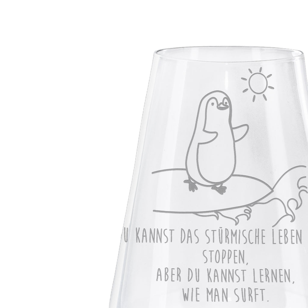 Weißwein Glas Pinguin Surfer Weißweinglas, Weinglas, Weißwein Glas, Weinglas mit Gravur, Geschenk für Weinliebhaber, Spülmaschinenfeste Weingläser, Hochwertige Weinaccessoires, Pinguin, Pinguine, surfen, Surfer, Hawaii, Urlaub, Wellen, Wellen reiten, Portugal