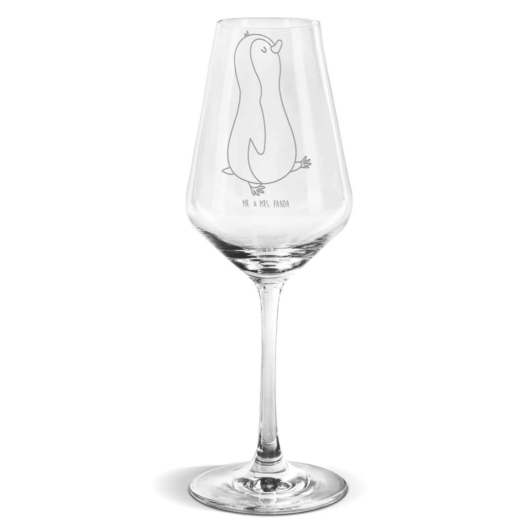 Weißwein Glas Pinguin marschierend Weißweinglas, Weinglas, Weißwein Glas, Weinglas mit Gravur, Geschenk für Weinliebhaber, Spülmaschinenfeste Weingläser, Hochwertige Weinaccessoires, Pinguin, Pinguine, Frühaufsteher, Langschläfer, Bruder, Schwester, Familie