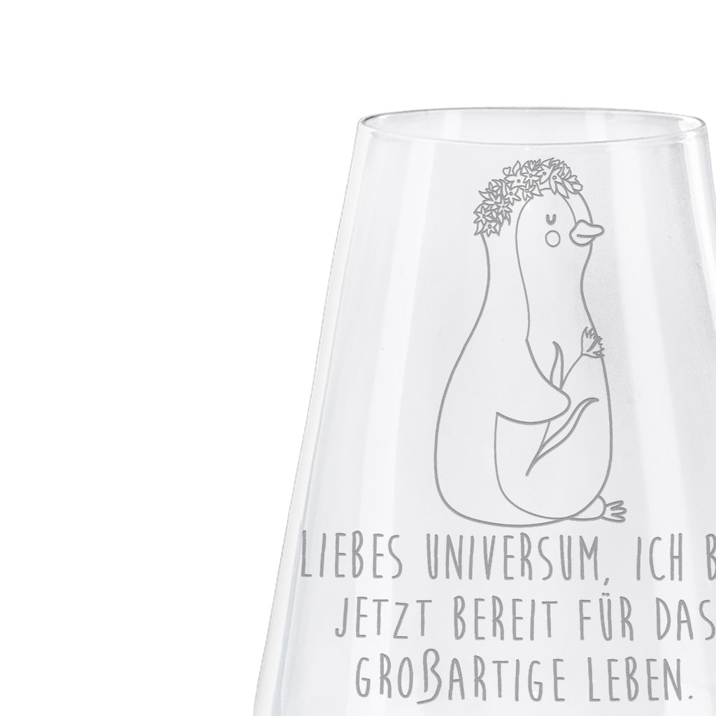 Weißwein Glas Pinguin Blumenkranz Weißweinglas, Weinglas, Weißwein Glas, Weinglas mit Gravur, Geschenk für Weinliebhaber, Spülmaschinenfeste Weingläser, Hochwertige Weinaccessoires, Pinguin, Pinguine, Blumenkranz, Universum, Leben, Wünsche, Ziele, Lebensziele, Motivation, Lebenslust, Liebeskummer, Geschenkidee