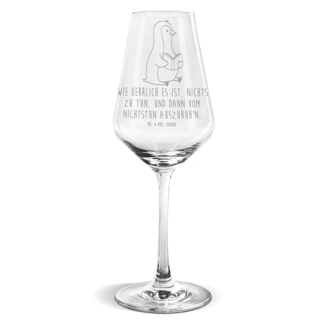 Weißwein Glas Pinguin Buch Weißweinglas, Weinglas, Weißwein Glas, Weinglas mit Gravur, Geschenk für Weinliebhaber, Spülmaschinenfeste Weingläser, Hochwertige Weinaccessoires, Pinguin, Pinguine, Buch, Lesen, Bücherwurm, Nichtstun, Faulenzen, Ferien, Urlaub, Freizeit