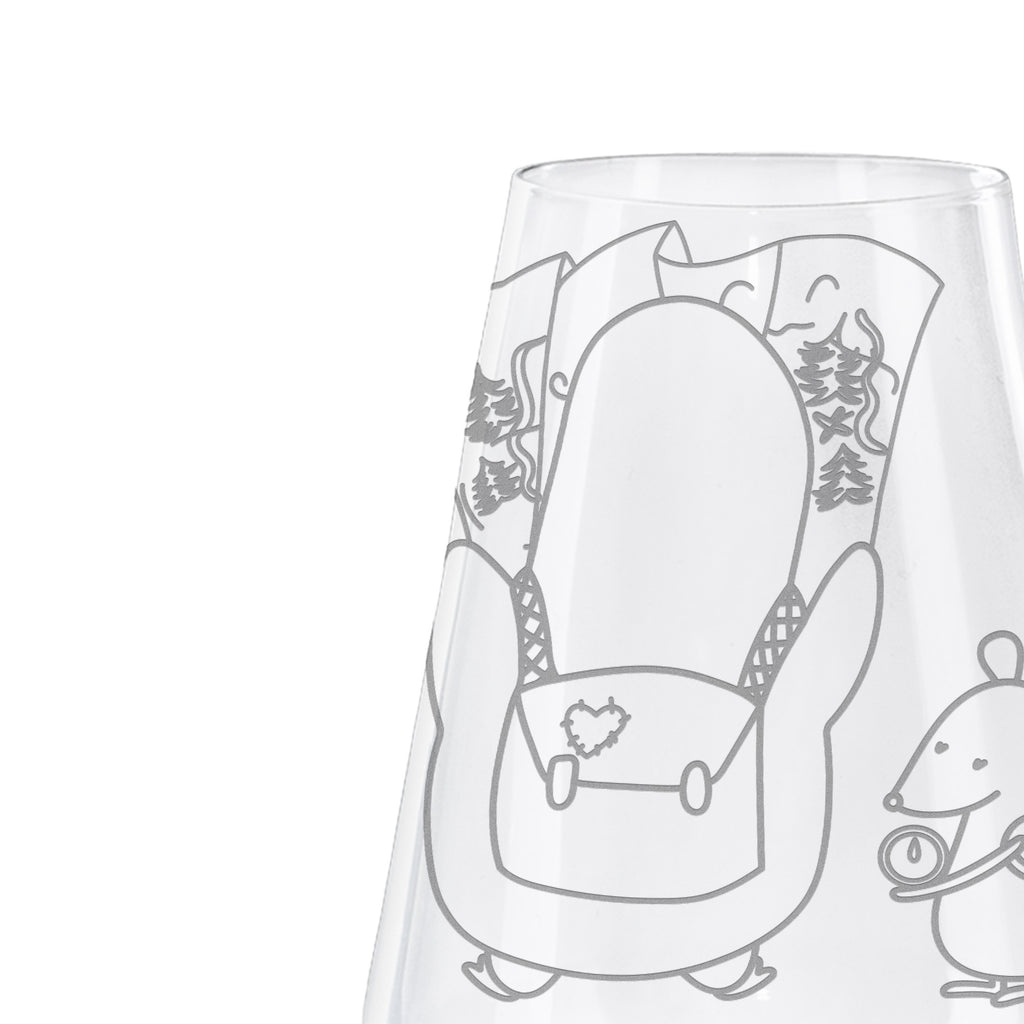 Weißwein Glas Pinguin & Maus Wanderer Weißweinglas, Weinglas, Weißwein Glas, Weinglas mit Gravur, Geschenk für Weinliebhaber, Spülmaschinenfeste Weingläser, Hochwertige Weinaccessoires, Pinguin, Pinguine, Abenteurer, Abenteuer, Roadtrip, Ausflug, Wanderlust, wandern