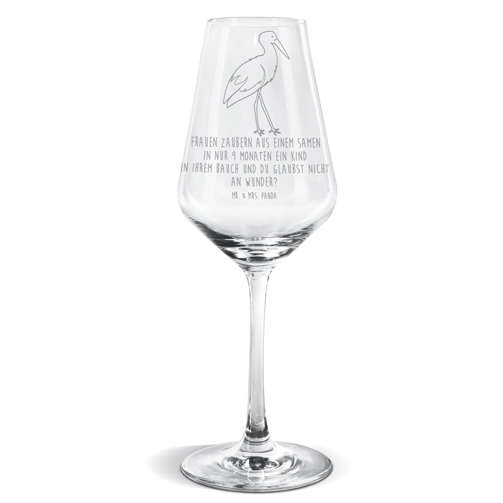 Weißwein Glas Storch Weißweinglas, Weinglas, Weißwein Glas, Weinglas mit Gravur, Geschenk für Weinliebhaber, Spülmaschinenfeste Weingläser, Hochwertige Weinaccessoires, Tiermotive, Gute Laune, lustige Sprüche, Tiere, Storch, Störche, Schwangerschaft, Geburt, Mutter, Mütter, Mutter werden, Schwanger, Babybauch, Baby