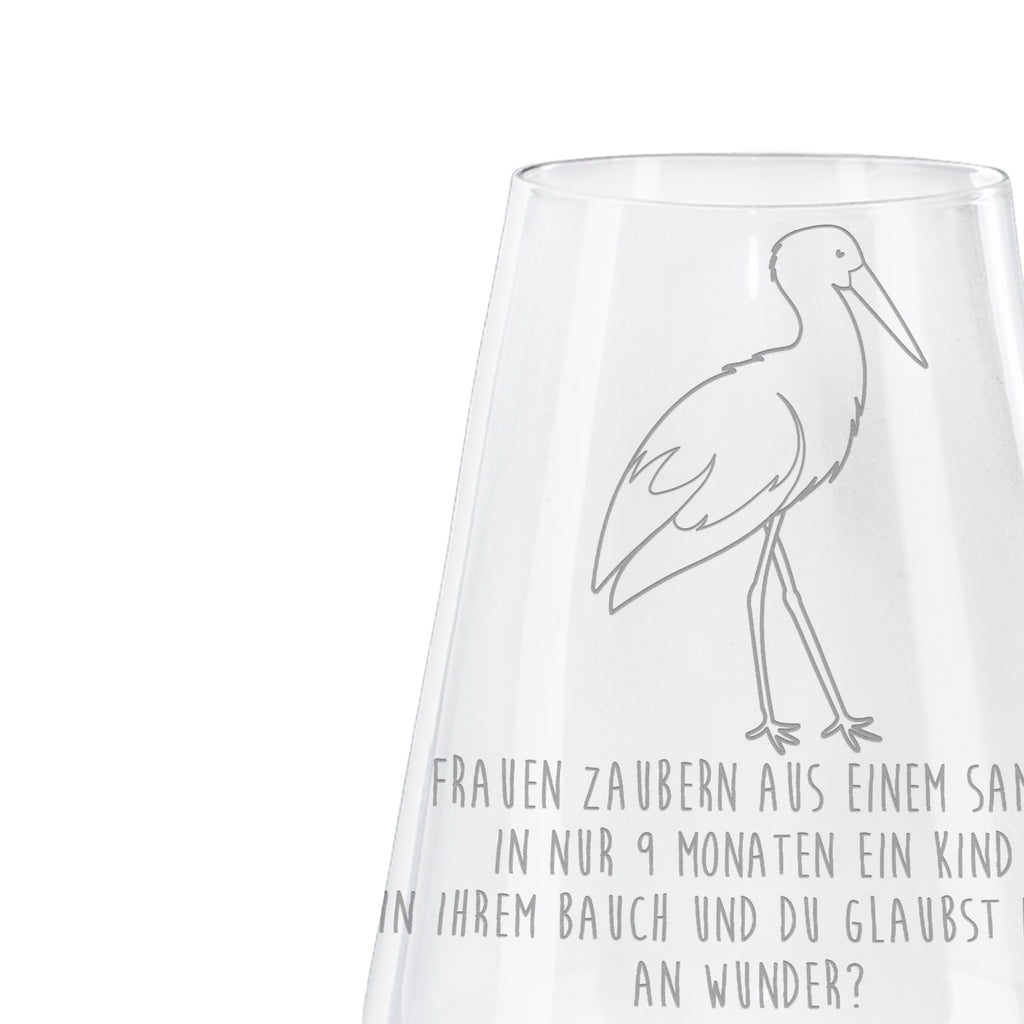 Weißwein Glas Storch Weißweinglas, Weinglas, Weißwein Glas, Weinglas mit Gravur, Geschenk für Weinliebhaber, Spülmaschinenfeste Weingläser, Hochwertige Weinaccessoires, Tiermotive, Gute Laune, lustige Sprüche, Tiere, Storch, Störche, Schwangerschaft, Geburt, Mutter, Mütter, Mutter werden, Schwanger, Babybauch, Baby