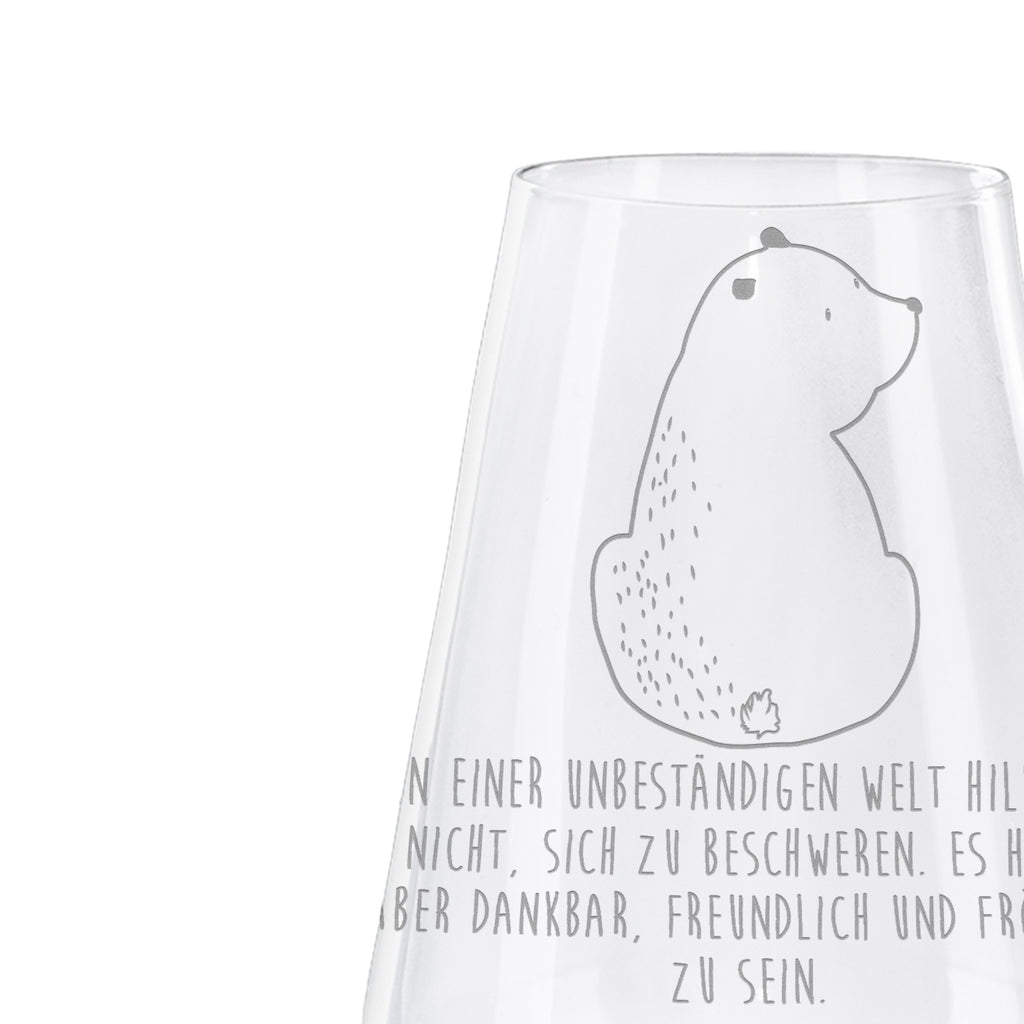 Weißwein Glas Bär Schulterblick Weißweinglas, Weinglas, Weißwein Glas, Weinglas mit Gravur, Geschenk für Weinliebhaber, Spülmaschinenfeste Weingläser, Hochwertige Weinaccessoires, Bär, Teddy, Teddybär, Selbstachtung, Weltansicht, Motivation, Bären, Bärenliebe, Weisheit