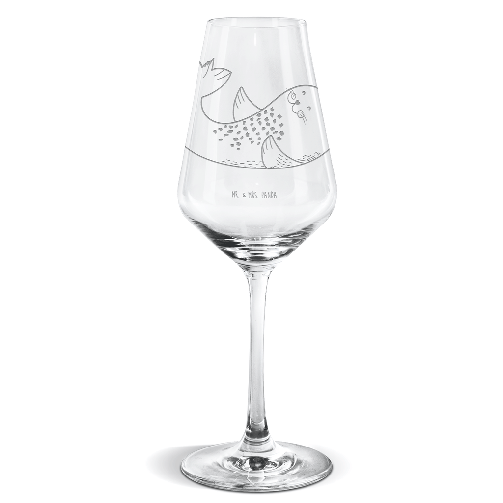 Weißwein Glas Robbe liegend Weißweinglas, Weinglas, Weißwein Glas, Weinglas mit Gravur, Geschenk für Weinliebhaber, Spülmaschinenfeste Weingläser, Hochwertige Weinaccessoires, Tiermotive, Gute Laune, lustige Sprüche, Tiere, Robbe, Robben, Seehund, Strand, Meerestier, Ostsee, Nordsee, Lachen, Freude